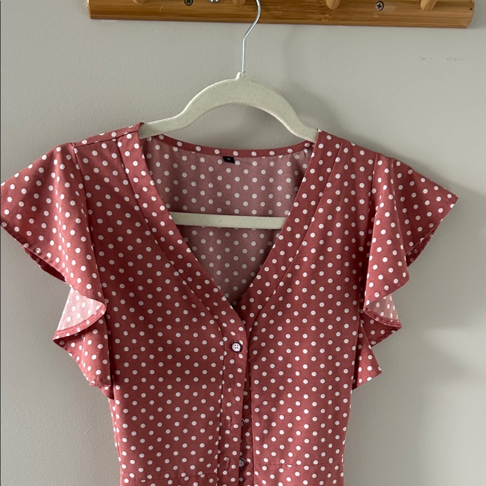 Mauve Polka Dot Midi Dress size S